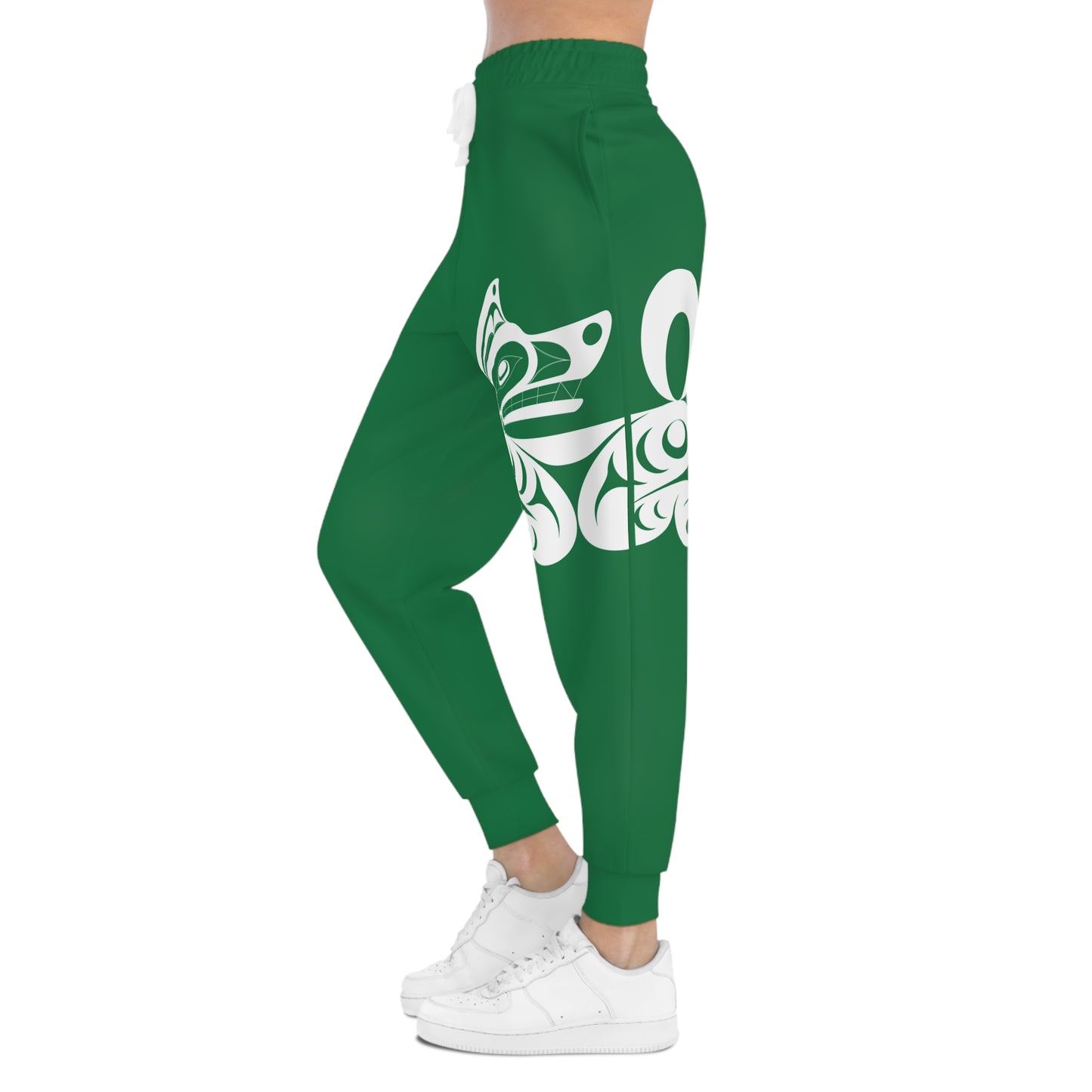 Unisex Green and White Athletic fit Joggers designed by Joshua watts