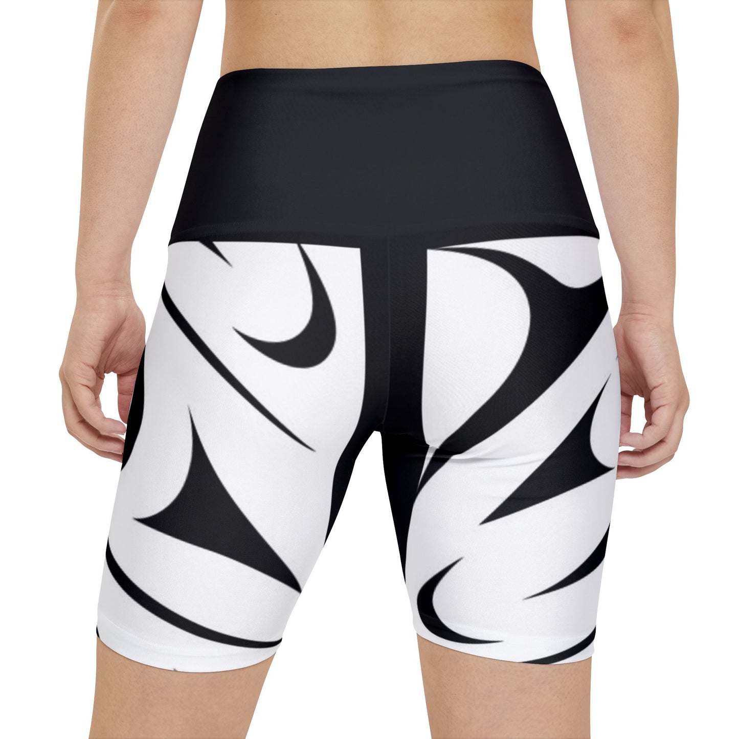 Black Biker Shorts with White Snake design by Joshua Watts