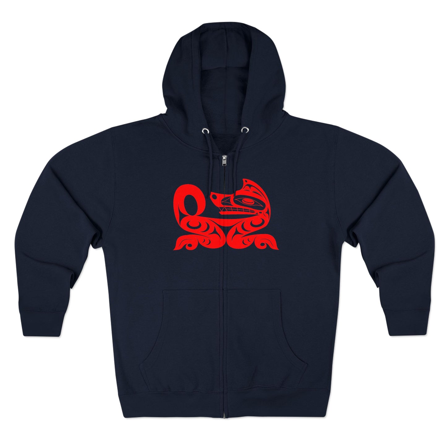 Black Unisex Zip Hoodie with “ Red Wolf” design by Joshua Watts