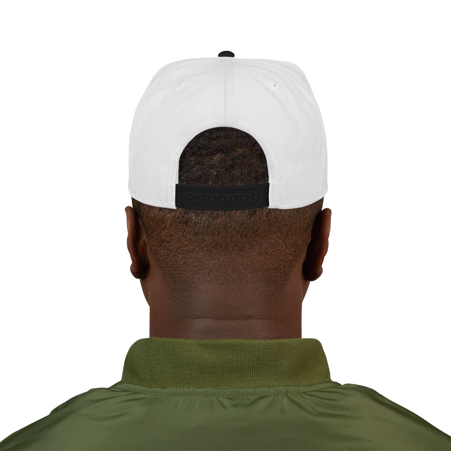 Embroidered Snapback Cap with Black Wolf design by Joshua Watts