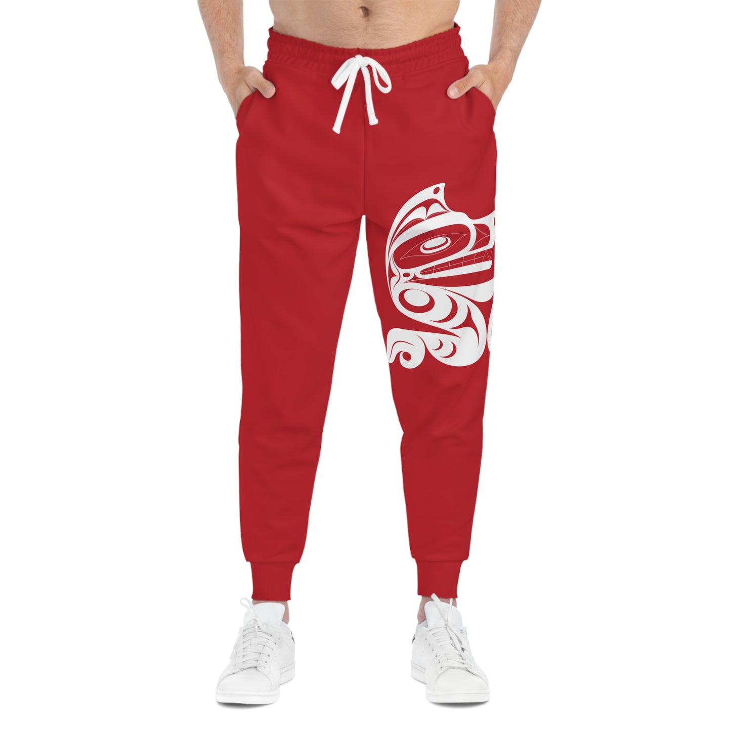 Unisex Red and White Athletic fit Joggers designed by Joshua watts