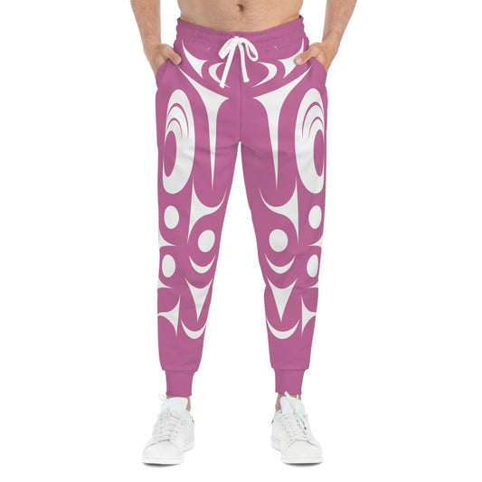 Unisex Pink and White Athletic joggers designed by Joshua Watts