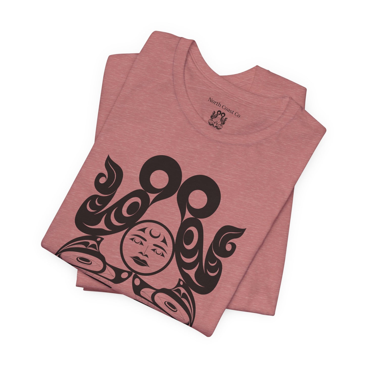 Unisex T-Shirt with black and white “Tsuu-Baa-Asaxt wolves” design by Joshua Watts