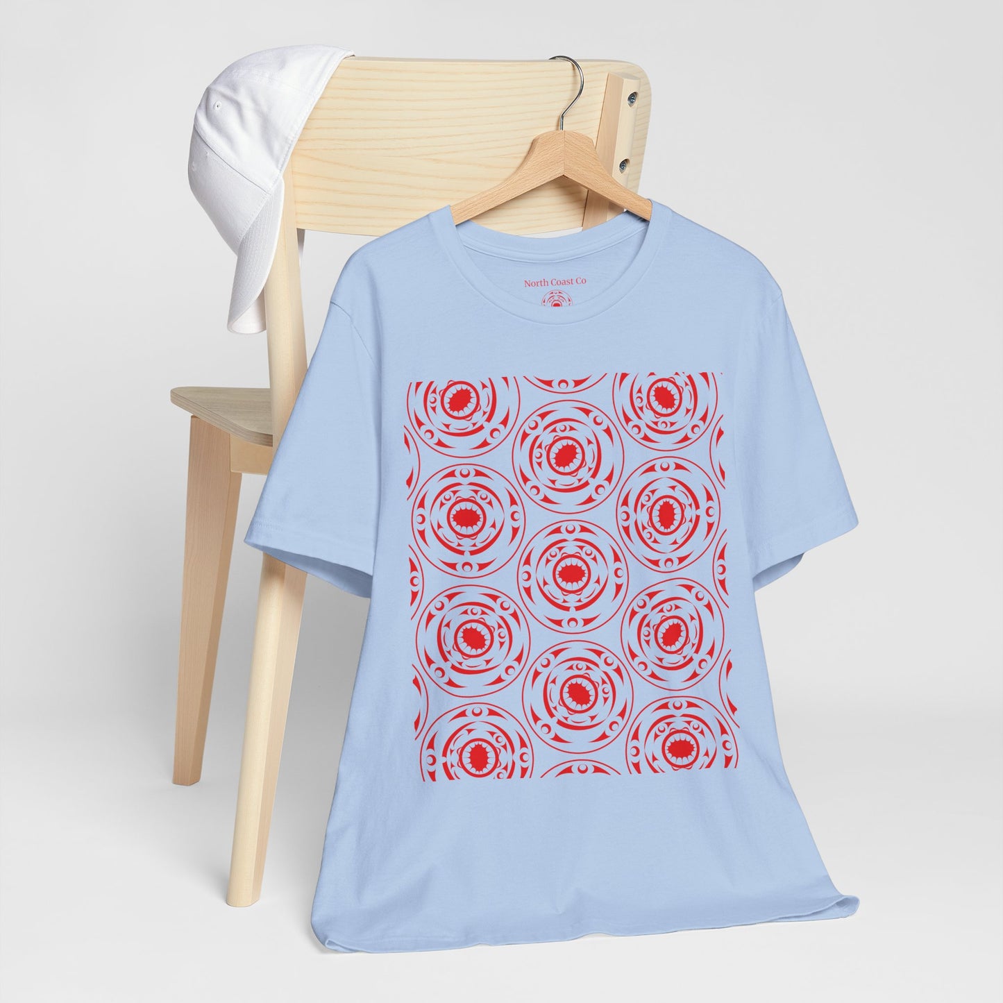 Unisex T-Shirt with red “Life and Death” pattern design by Joshua Watts