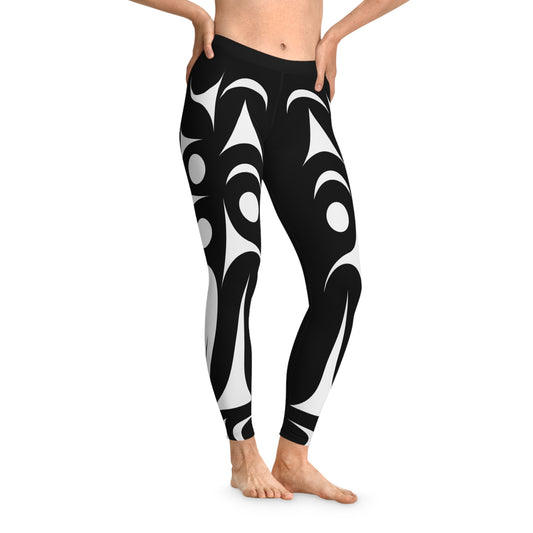 Black and White Abstract Salish wing Legging designed by Joshua Watts