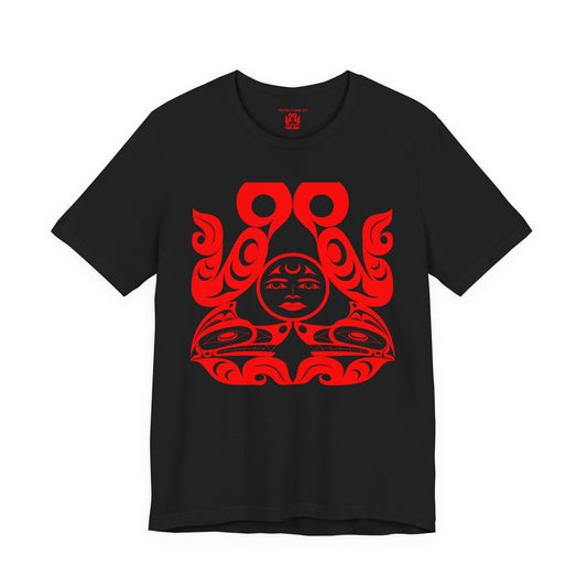 Unisex T-shirt with “Tsuu-Baa-Asaxt Wolves” design by Joshua Watts