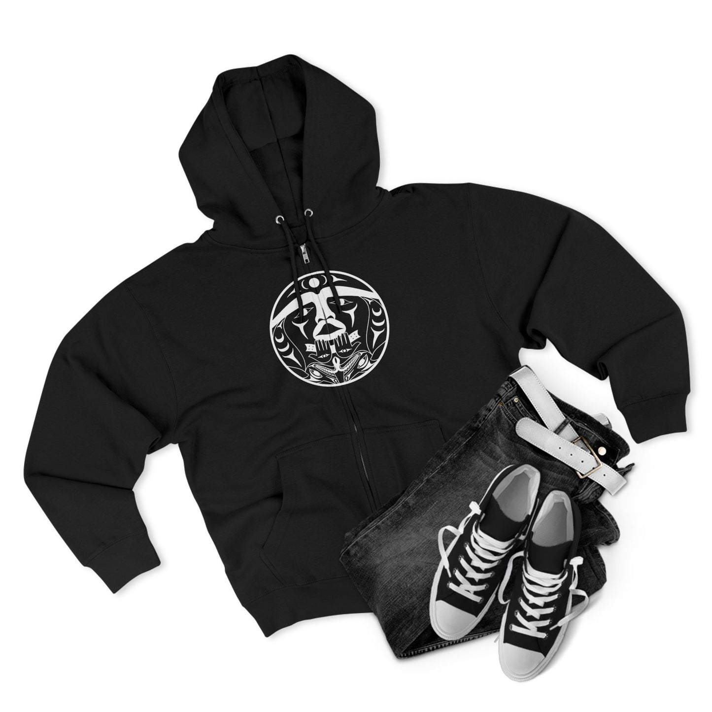 Unisex Zip Hoodie with “Xwechtaal” design by Joshua Watts