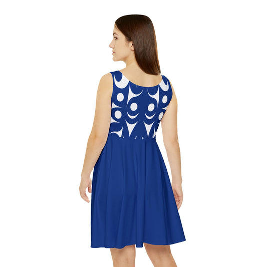 Blue Skater Dress with an Abstract Salish design by Joshua Watts