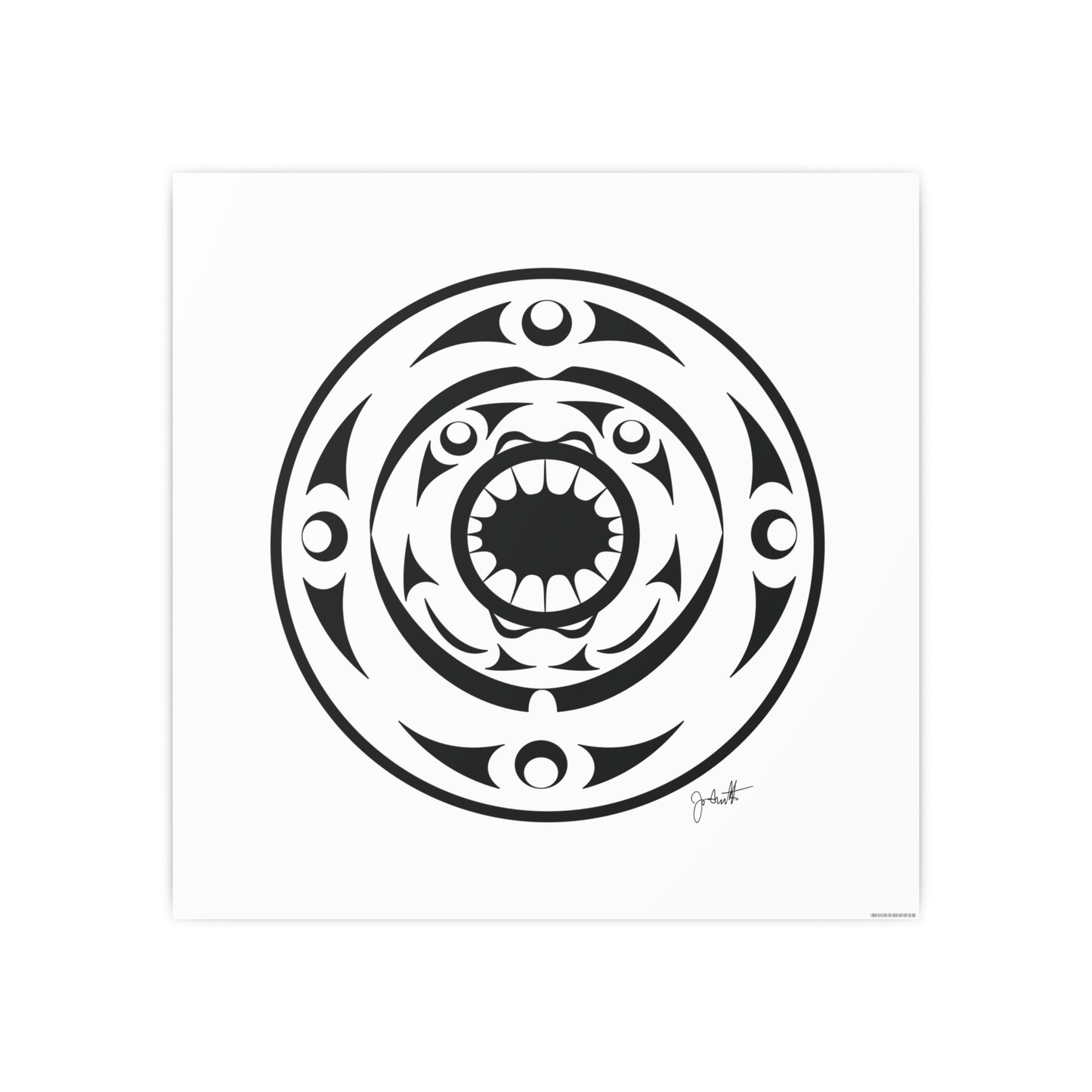 Tribal Shark Mandala Poster — Black Graphic Photo Art Print