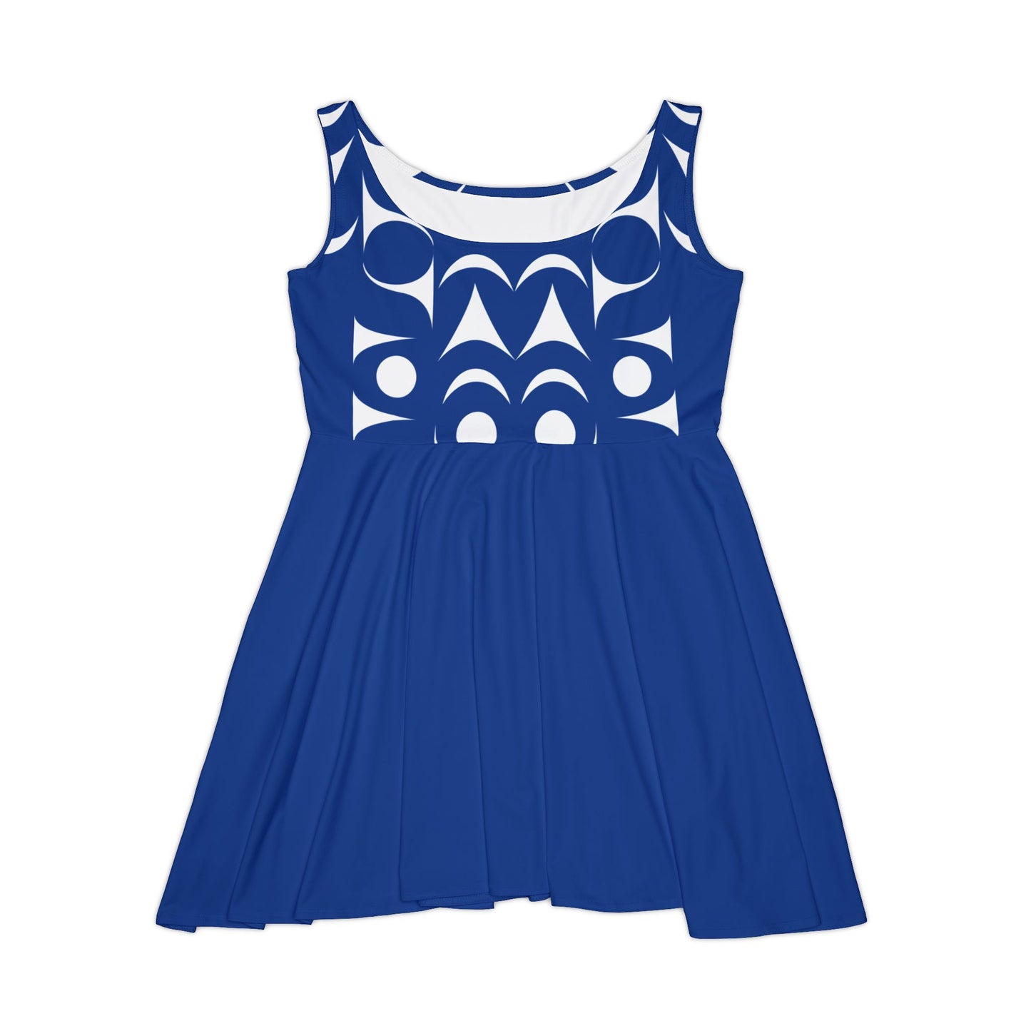 Blue Skater Dress with an Abstract Salish design by Joshua Watts