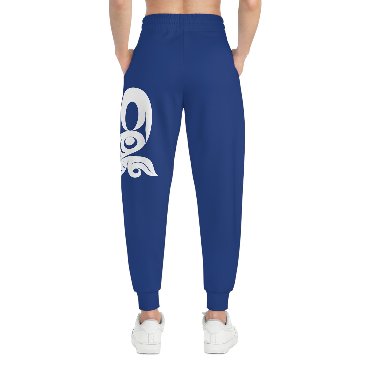 Unisex Dark Blue and White Athletic fit Joggers designed by Joshua watts