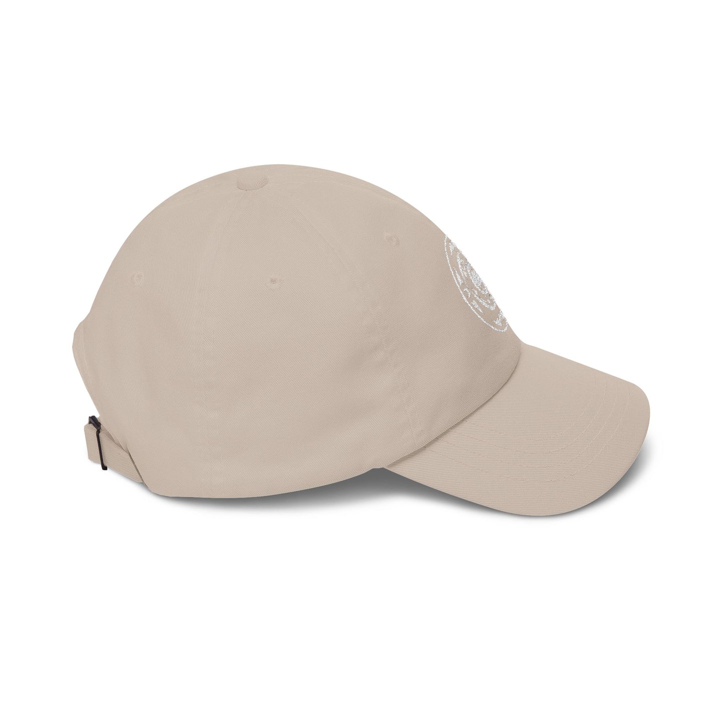 Distressed Coastal Wave Dad Cap — Beige Embroidered Circle Logo Hat