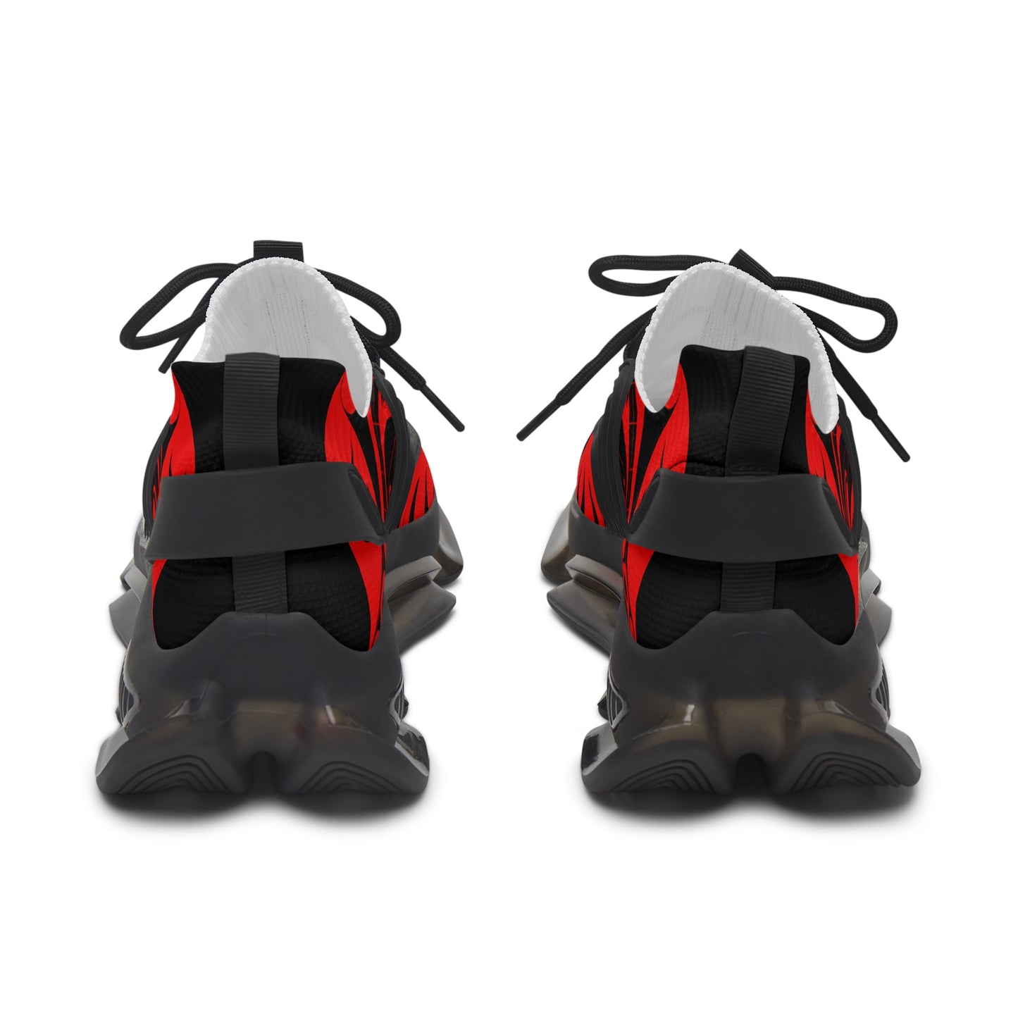 Women’s Stylin’ Black Sneakers with Red Wolf design by Joshua Watts