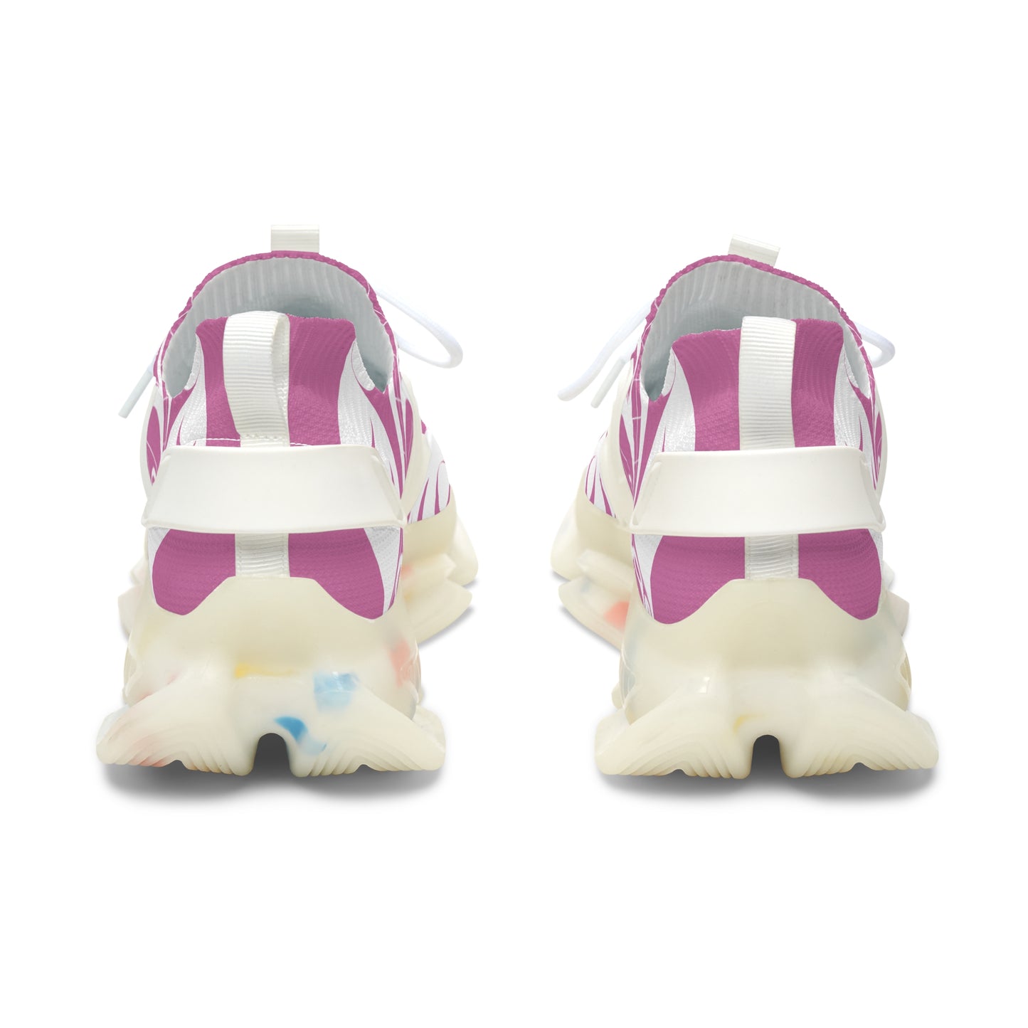 Women’s  Stylin’ Pink Sneakers with White Wolf design by Joshua Watts