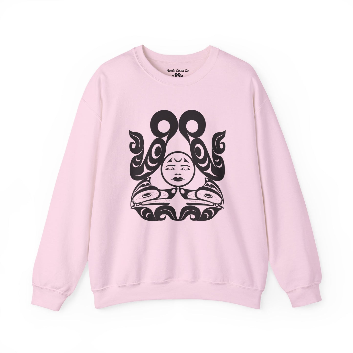Unisex Crewneck Pullover sweatshirt with White “Tsuu-Baa-Asaxt Wolves” design by Joshua Watts