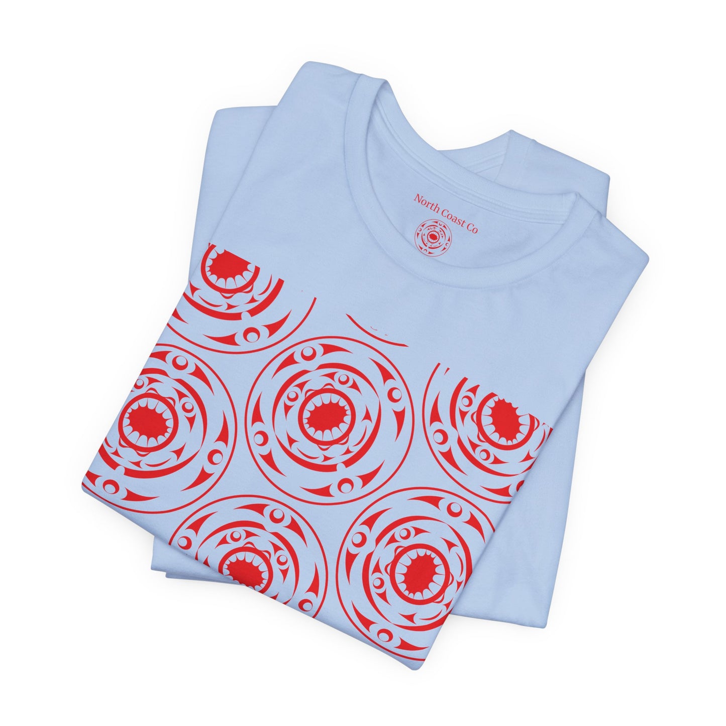 Unisex T-Shirt with red “Life and Death” pattern design by Joshua Watts
