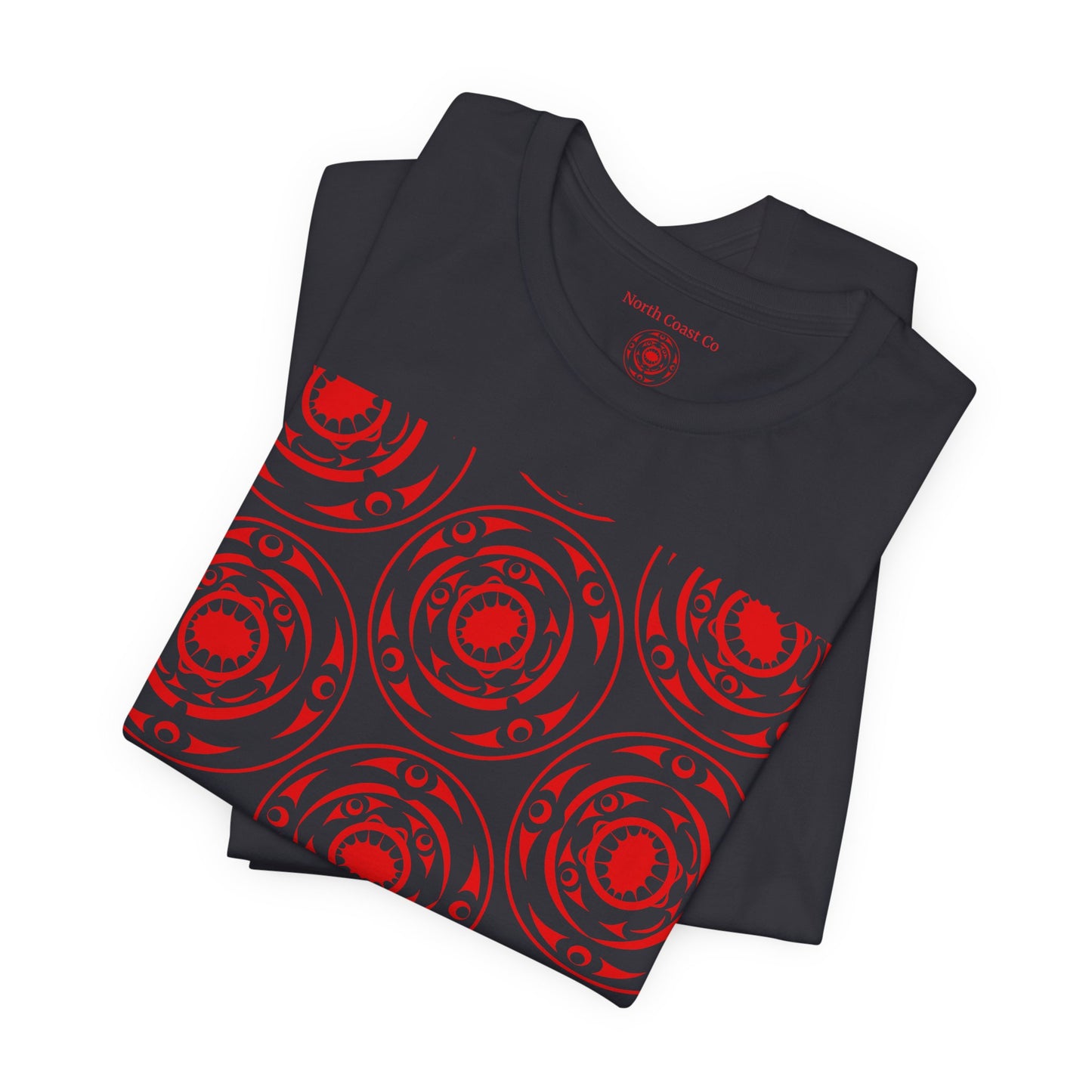 Unisex T-Shirt with red “Life and Death” pattern design by Joshua Watts