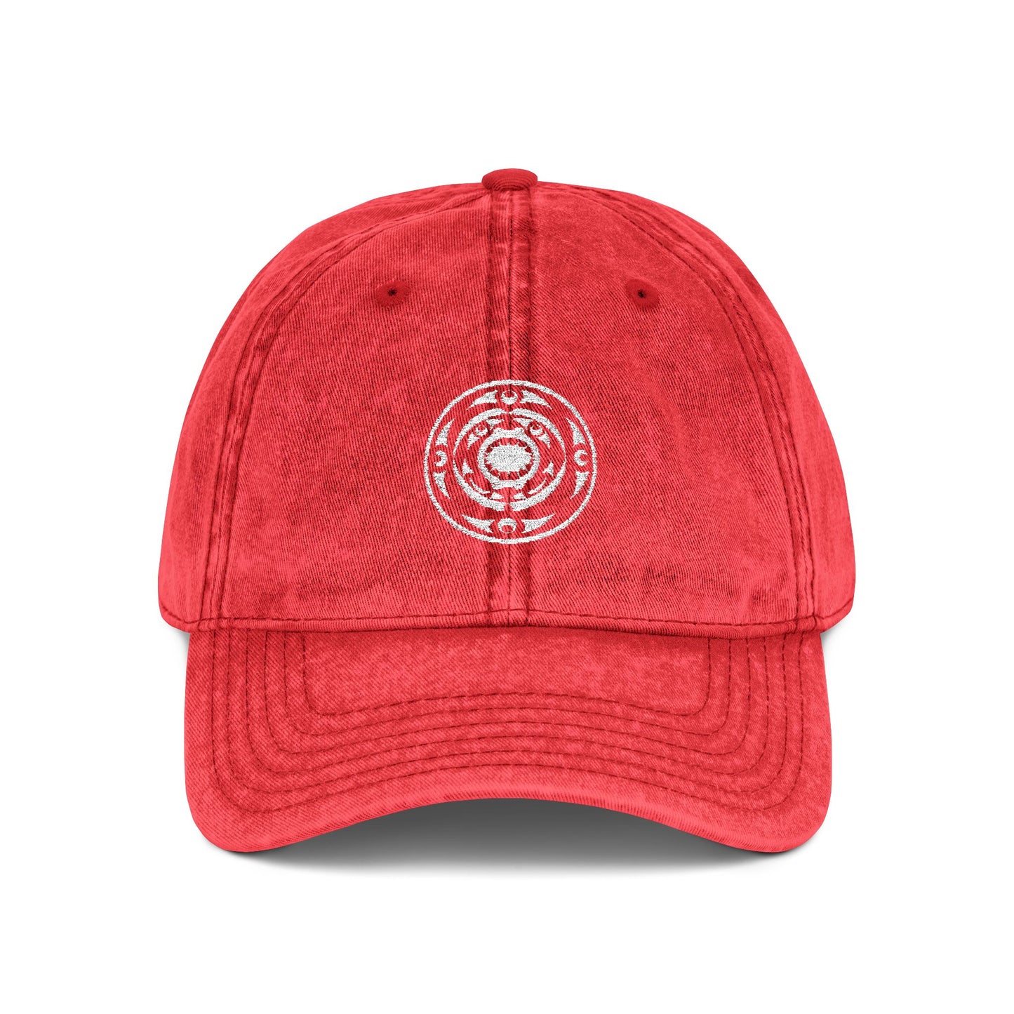 Vintage Embroidered Cap — Distressed Target Logo Cotton Hat