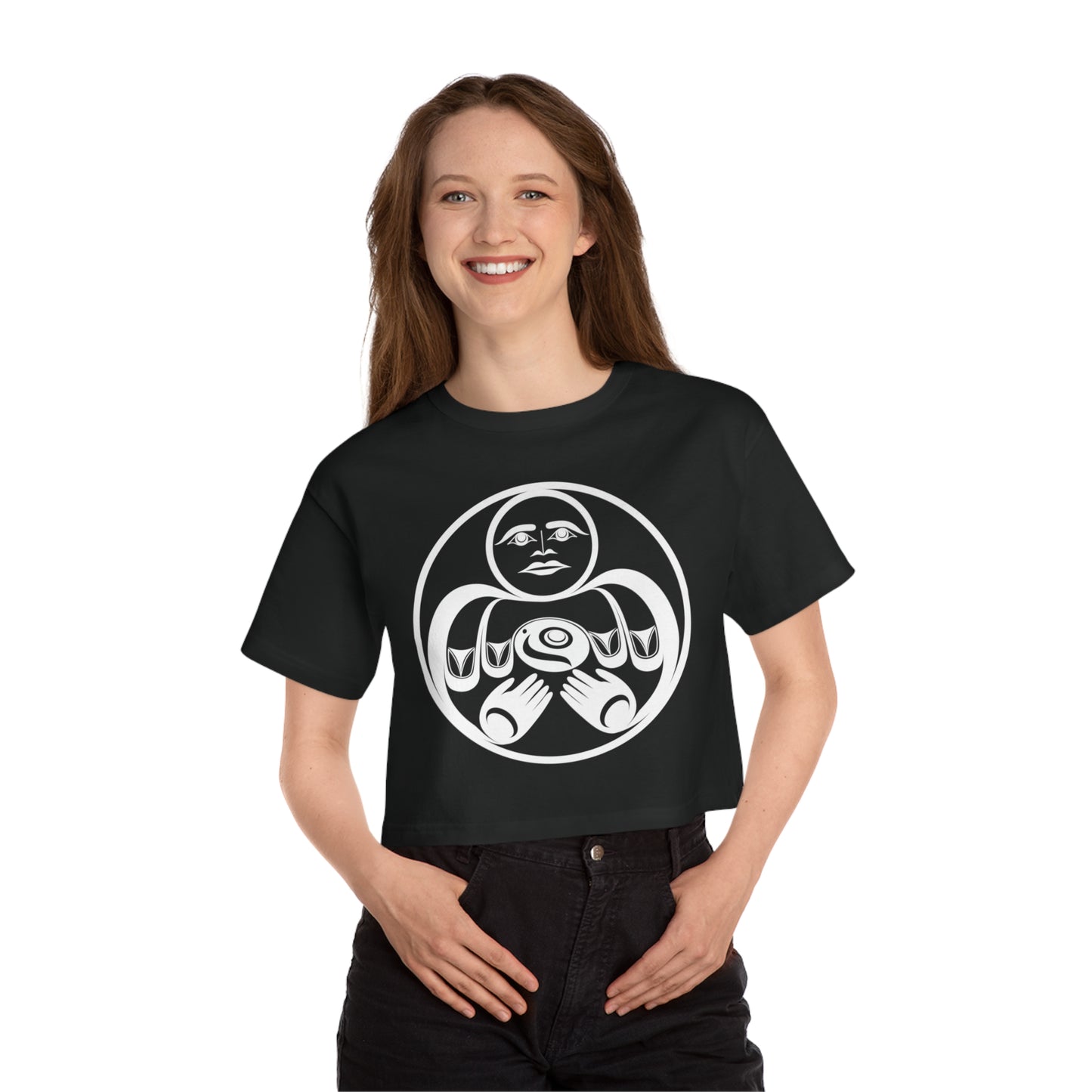 Cropped Tee with “Hishuk Ish Tsawalk” design by Joshua Watts