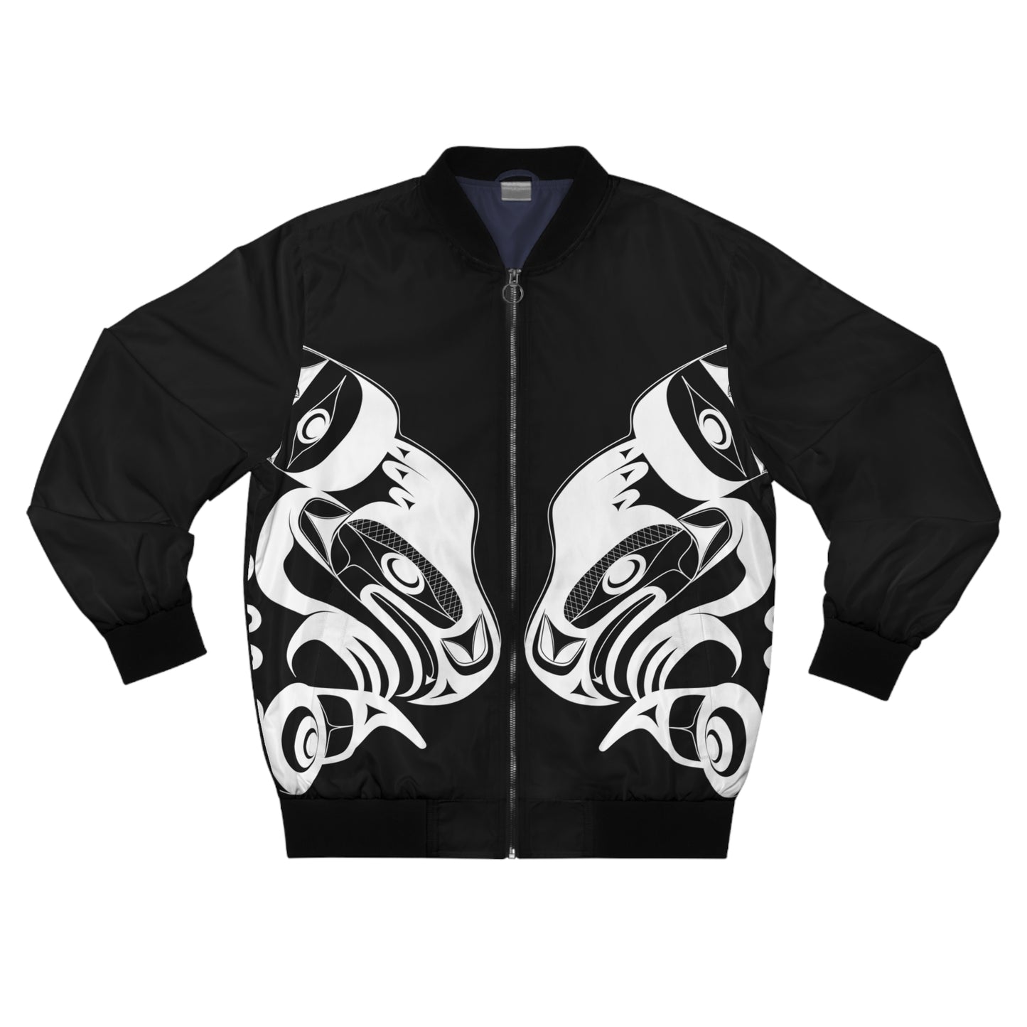 Unisex Bomber Jacket with “Whale Hunt” design by Joshua Watts