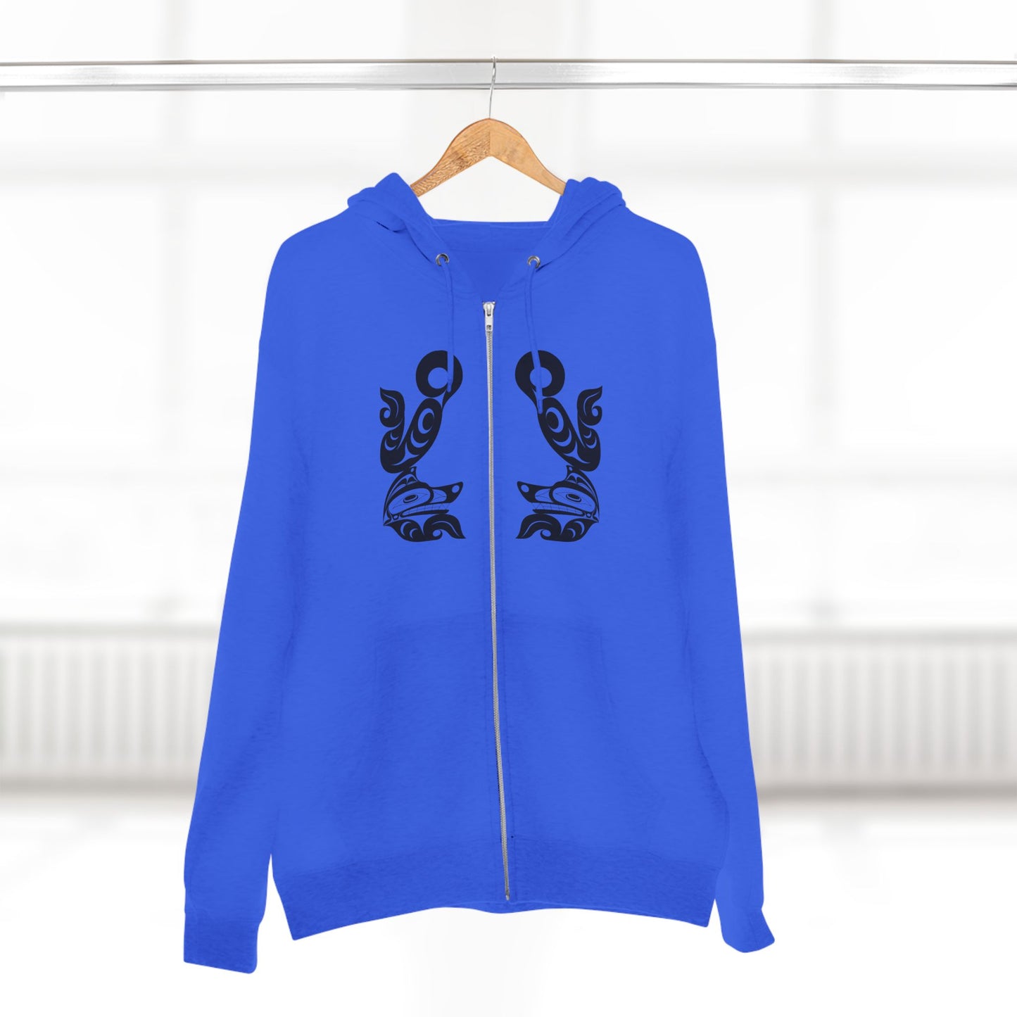 Unisex Zip Hoodie with “Tsuu-Baa-Asaxt Wolves” design by Joshua Watts