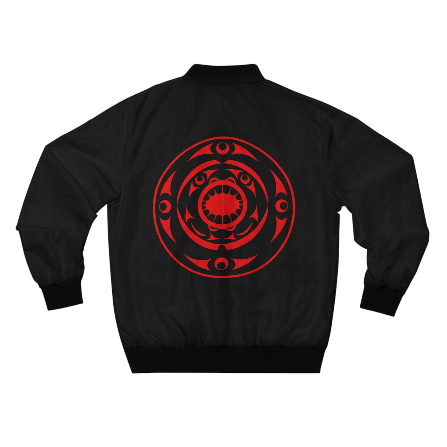 Black Unisex Bomber Jacket with Red “Life and Death” designed by Joshua Watts