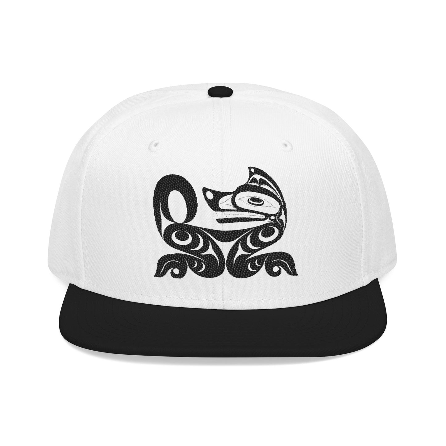 Embroidered Snapback Cap with Black Wolf design by Joshua Watts