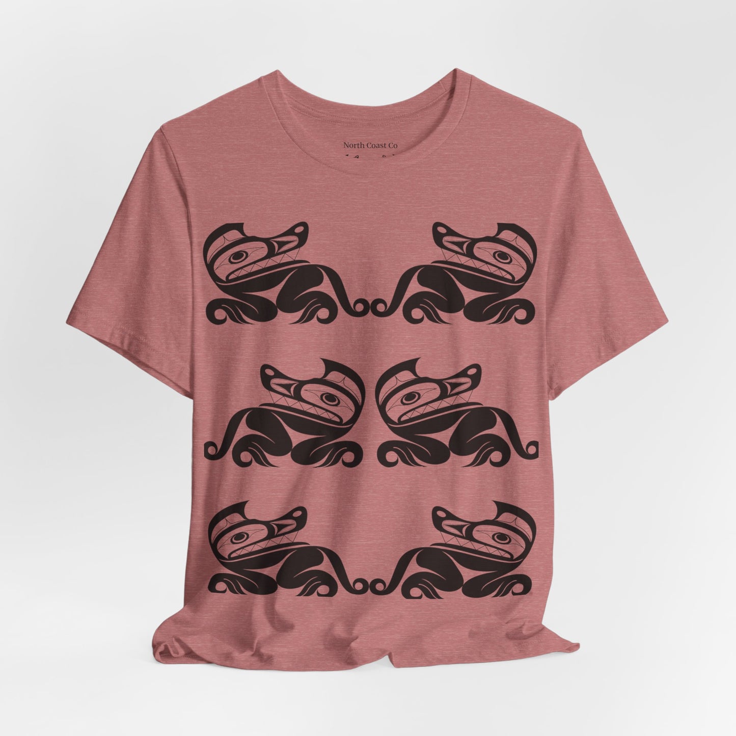 Unisex T-Shirt with black and white “Twin Wolves” design by Joshua Watts